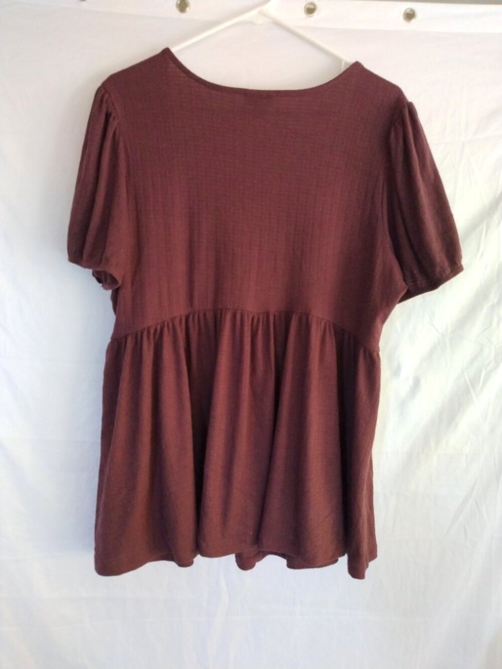 Torrid Burgundy Lace Trim Peplum Top Blouse Plus 1X Romantic Feminine Boho Chic - Picture 5 of 6
